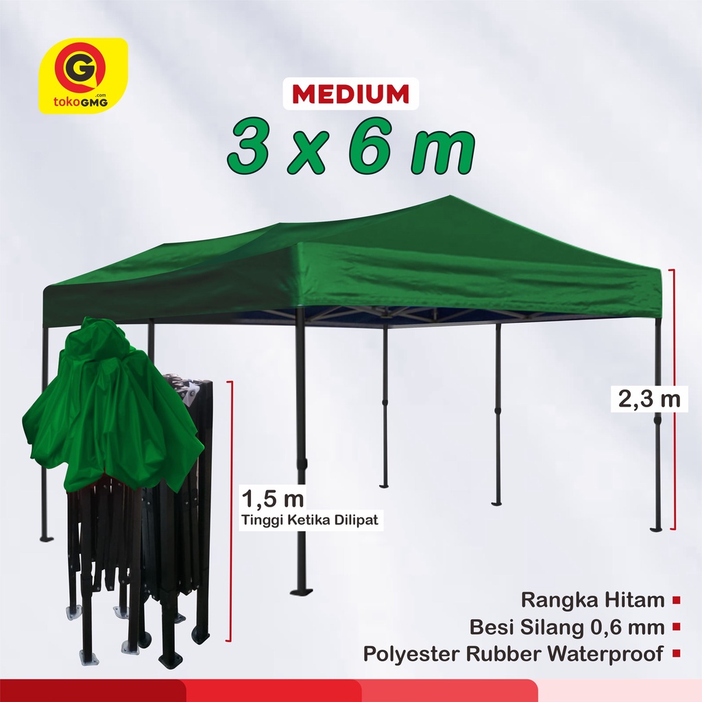 Tenda Lipat 3 x 6 m Medium - Tenda Matic - Folding Tend 3 x 6