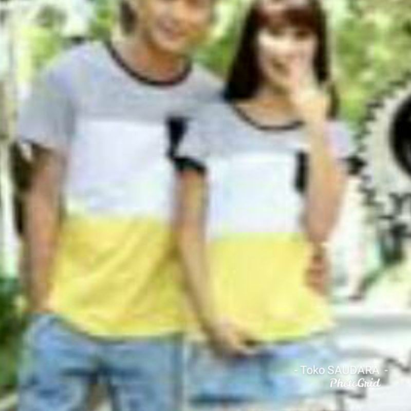 Kaos couple tricolor (kombinasi 3 warna)