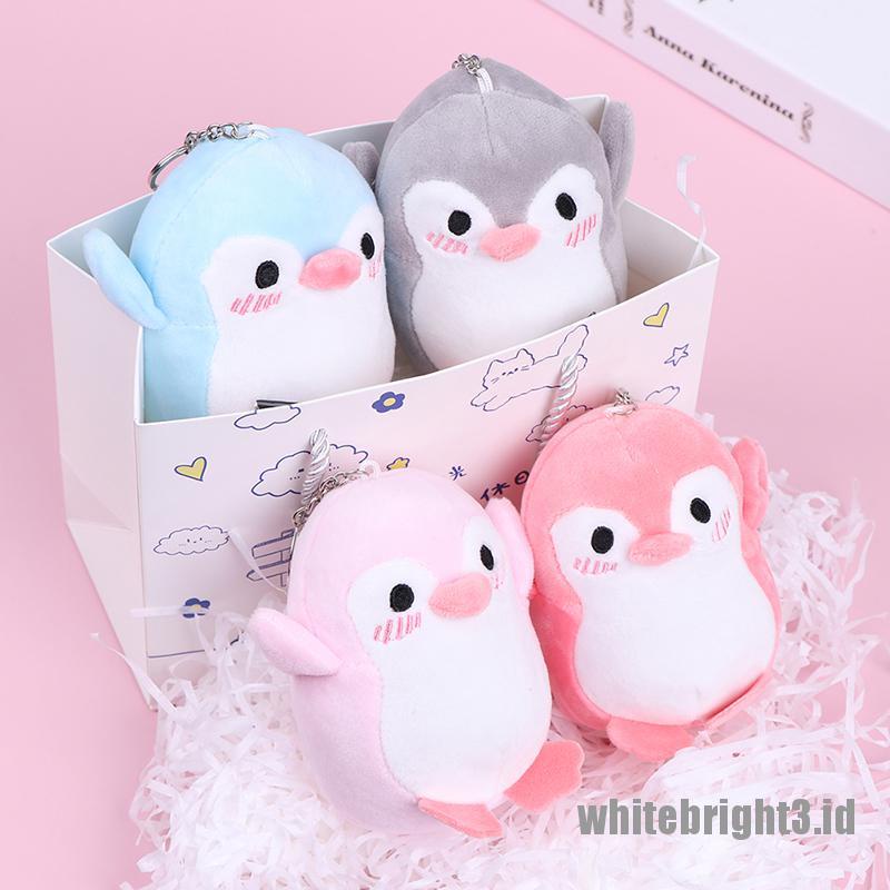 (white3) Mainan Boneka Plush Penguin 12CM Dengan Gantungan Kunci Untuk Bayi / Anak