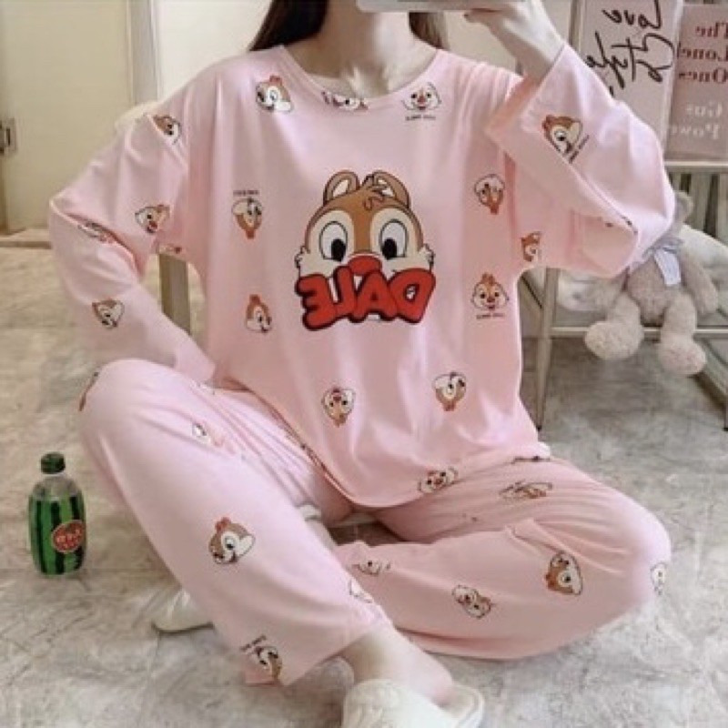 Piyama PP Import Korea piyama oversize setelan kaos import premium piyama import piyama murah-Pp chip light pink