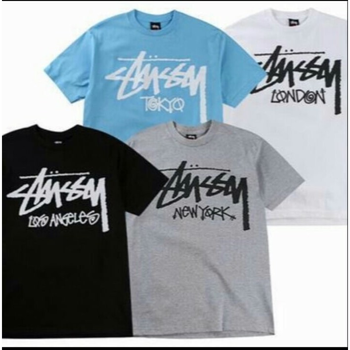 Kaos Tshirt Baju Combed 30S Distro Stussy Los Angeles New York Tokyo