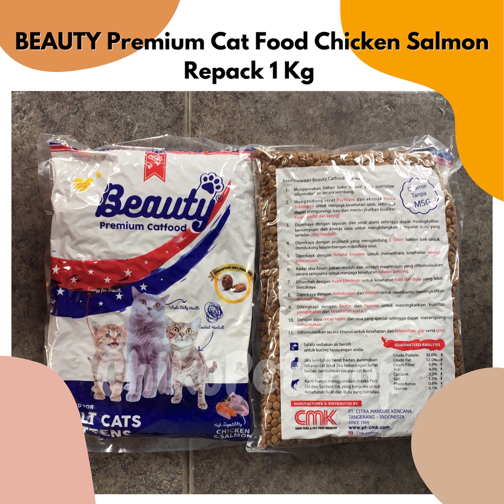 BEAUTY Premium Cat Food Chicken Salmon Makanan Kucing Dewasa 1 Kg