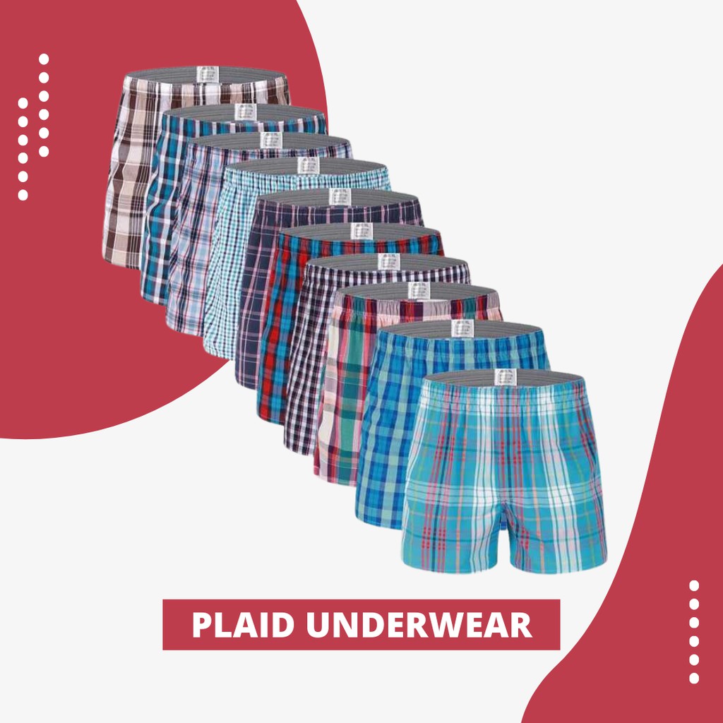 Celana Dalam Boxer Pria Model Plaid Trunks Vintage Ringan Material Katun Dingin