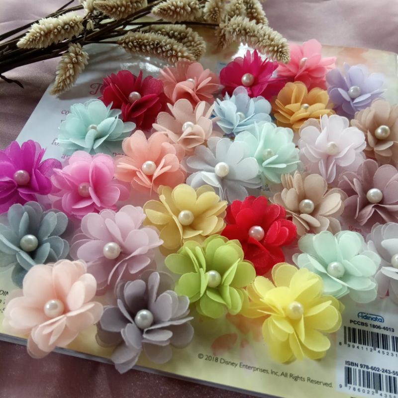 Aplikasi krisan organza headband jepit jedai aksesoris rambut anak