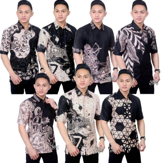 Kemeja Batik Pria Lengan Pendek Motif Hitam Manis