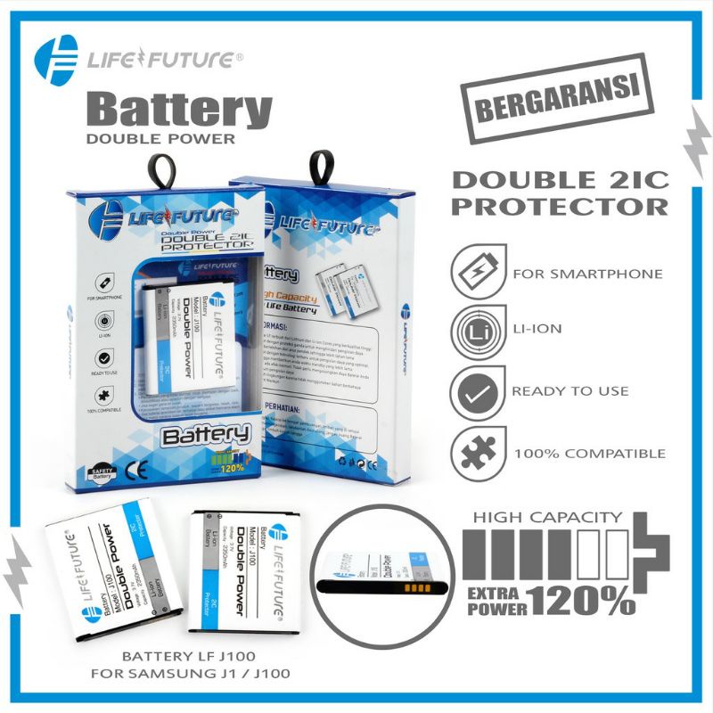 BATERAI SAMSUNG J1 J100 DOUBLE POWER LIFE FUTURE