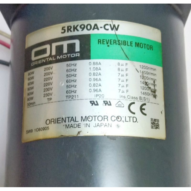 MOTOR ORIENTAL AC 220V 90W 1450RPM 1.08A