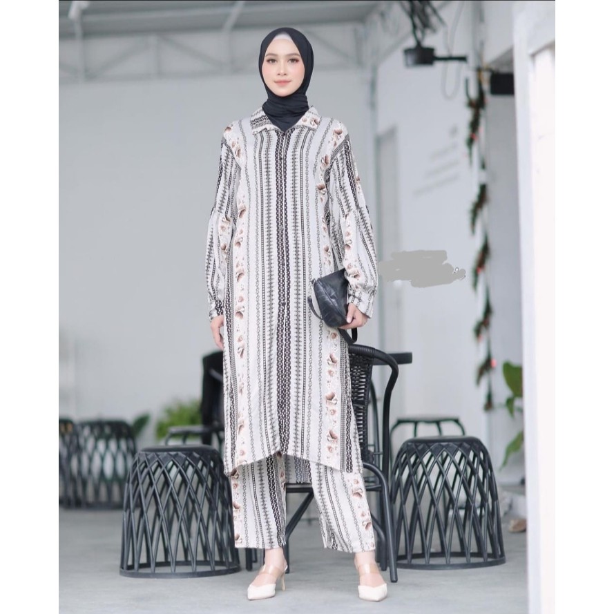 VOUNA ONE SET RAYON VISCOSE / CAELU ONESET LIKA LONG ONE SET TUNIK / SETELAN RAYON BUSUI