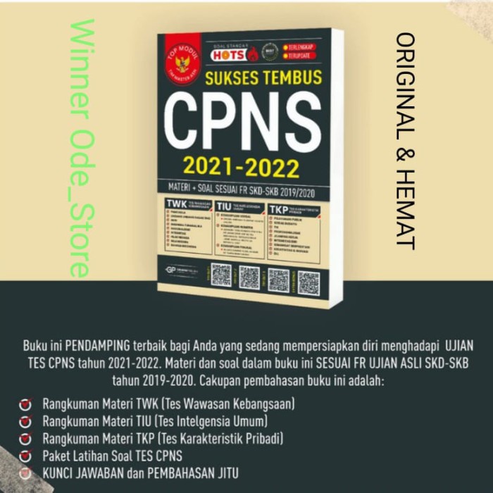 

DISKON BUKU SUKSES TEMBUS CPNS 2021 2022 BEST SELLER ORIGINAL DAN HEMAT OBRAL KPL217