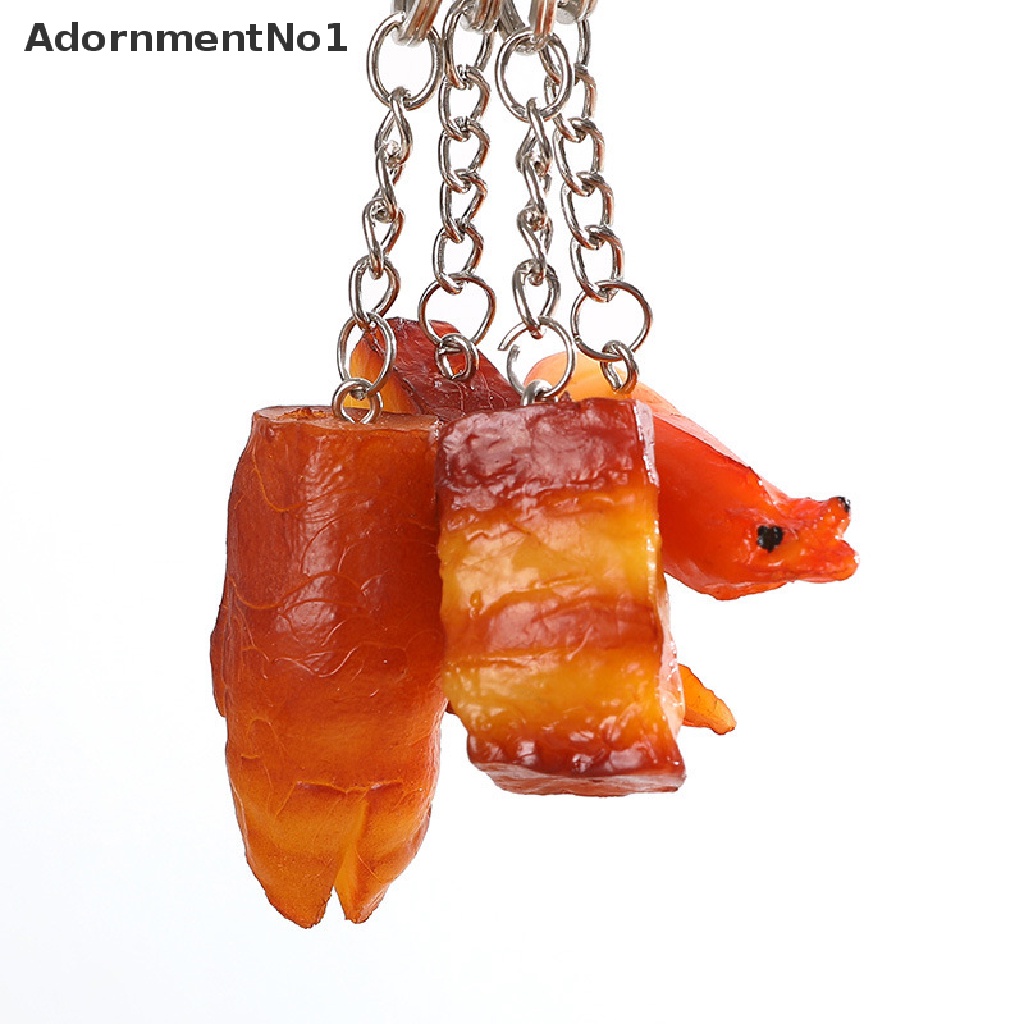 [AdornmentNo1] Creative Funny PVC Food Keychain Pig's Trotters Chicken Wings Metal Keyring Gift [new]