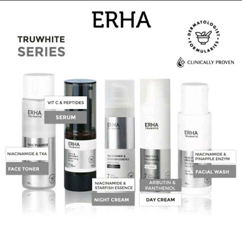 ERHA Truwhite Niacinamide &amp; Starfish Essence Brightening Facial Wash l Day Cream l Night Cream l Serum l Eye Cream l Toner