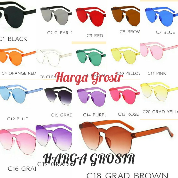 w10115 .Kacamata Candy Jelly Sunrasses Anti Silau,Hadir 12.Warna Ready - Coklat Gradien 82J3022Jy