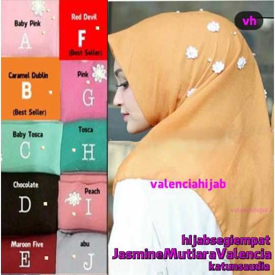 Hijab segiempat/Jilbab/kerudung Jasmine Mutiara VALENCIA