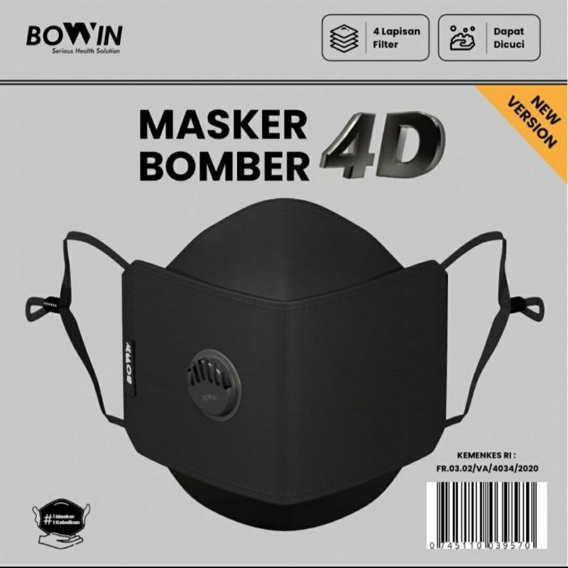 Masker Bowin Bomber 4D New Version &amp; Bowin Bomber 4D Reguler / Masker Anti Polusi / Masker Mobil