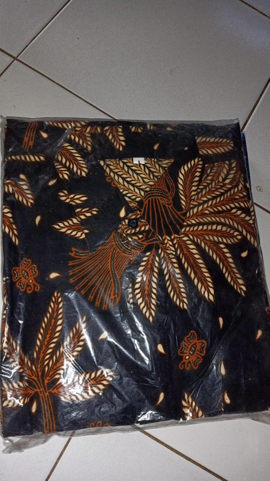 Kemeja Batik Pria Lengan Panjang Size M L Xl Xxl  Bswart Batik Hrb026 Kenongo Hem Panjang Padi