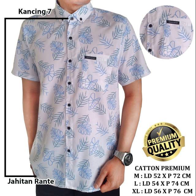 Kemeja Pria Motif Pria Cowok Lengan Pendek Bunga Formal Casual Murah Slimfit All Size M L XL Bagus