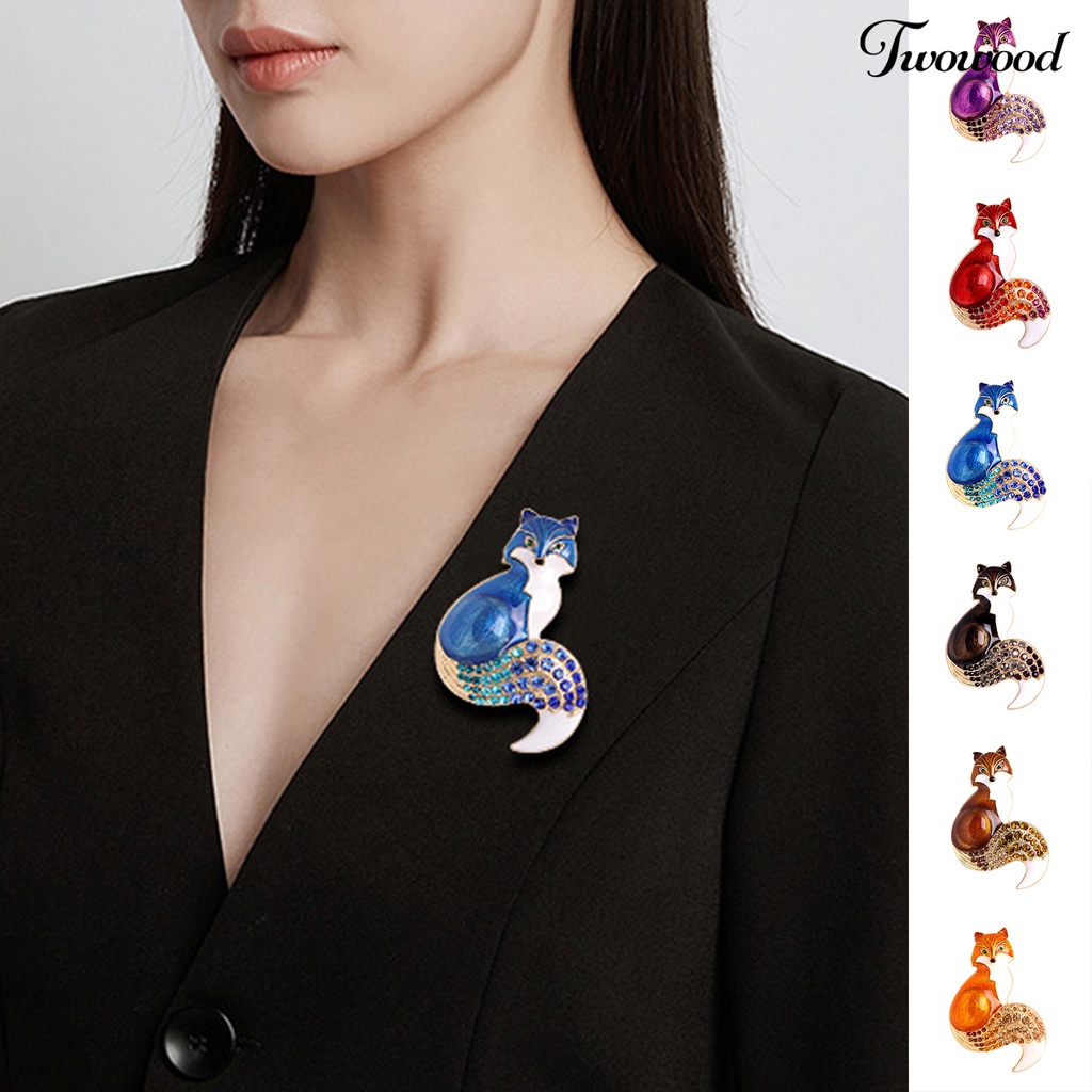 Twowood Brooch Pin Fox Shape Exquisite Men Women Cartoon Long Lasting Lapel Brooch Clothes Decor