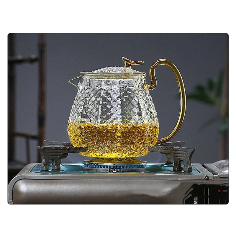 Teko Gelas Set Teko Pitcher Teh Chinese Teapot Maker Borosilicate Glass 600ml with 4 Glass