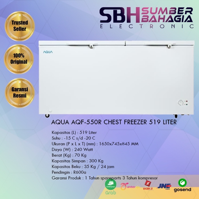 AQUA AQF-550R CHEST FREEZER 550 LITER (NEW) ( KHUSUS BANDUNG)