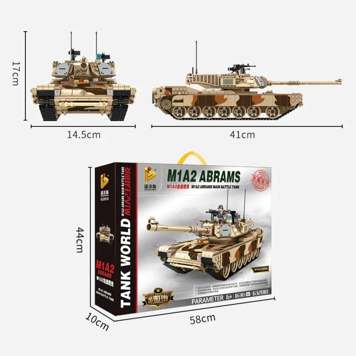 Brick Panlos 632010 Military M1A2 Abrams Main Battle Tank Kid Toy Mainan Edukasi Anak