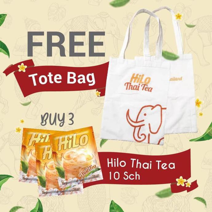 

DISKON! Buy 3 HiLo Thai Tea 10 Sch FREE Tote Bag