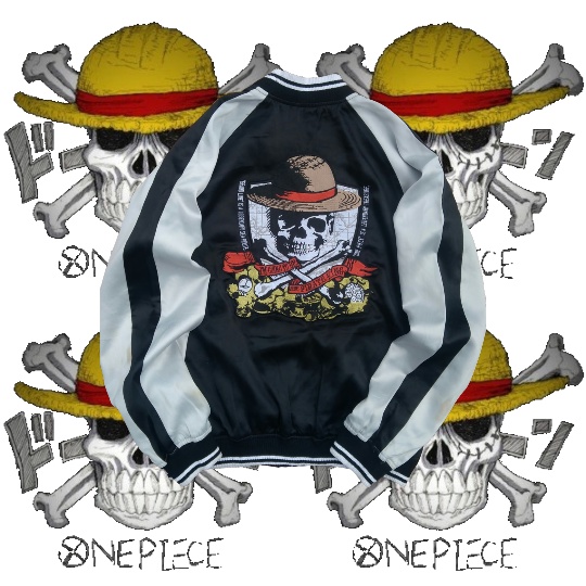 Jacket Sukajan StrawHat Pirates Anime One Piece