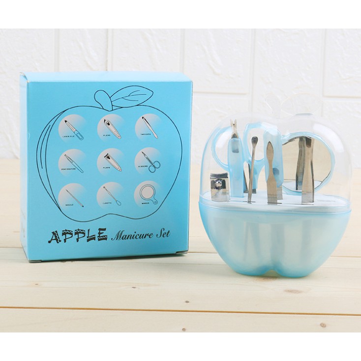 Manicure Pedicure Set 8 in 1 / Meni Pedi Set Kit Tools Bentuk Apel / Apple Manicure Nail Set / Alat Perawatan Kuku Isi 8