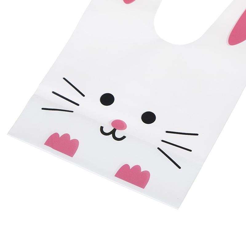 50 Pcs Tas Permen Bahan Plastik Bentuk Telinga Kelinci Panjang Untuk Hadiah Pesta Paskah