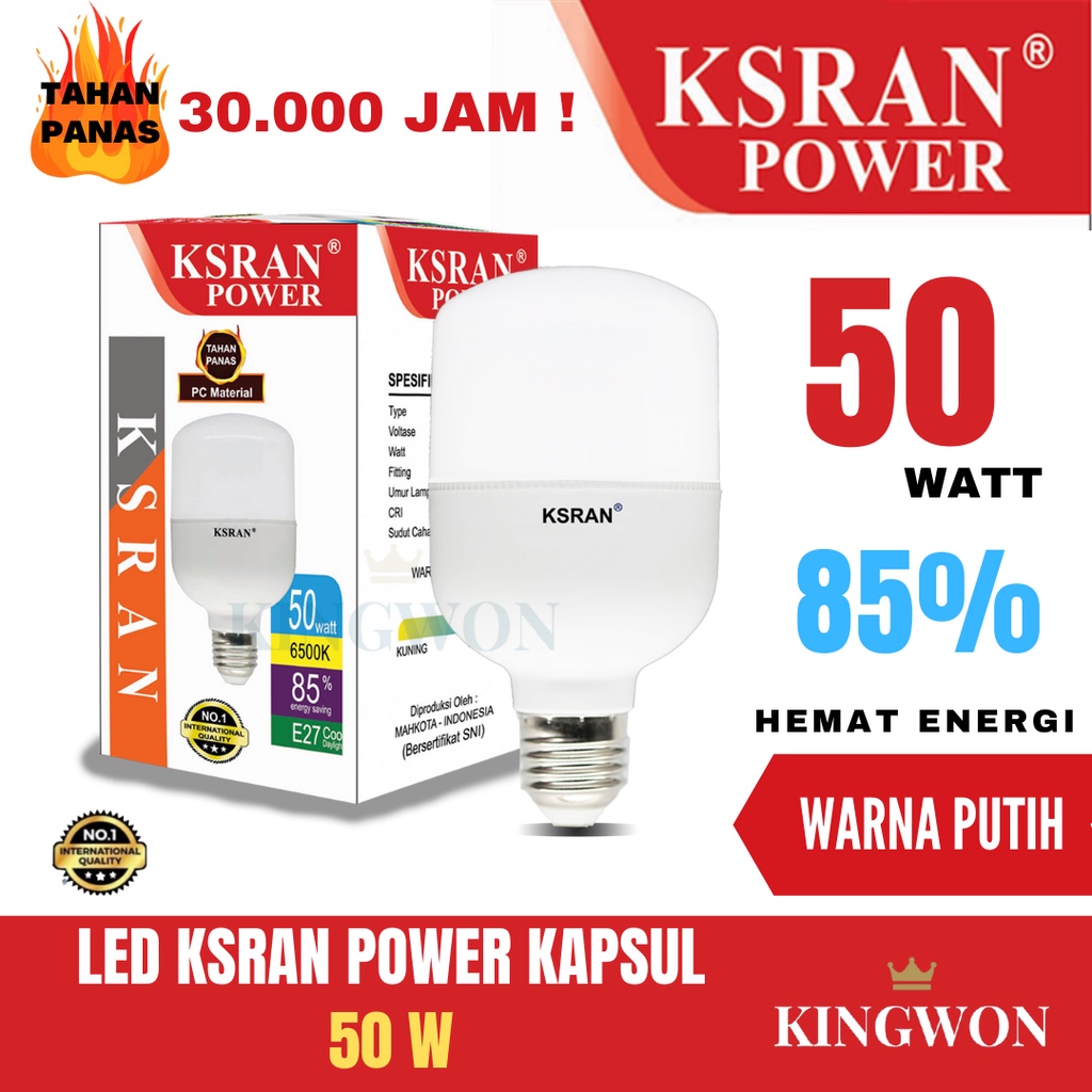 KSRAN Lampu LED 50 watt POWER - Putih Kapsul