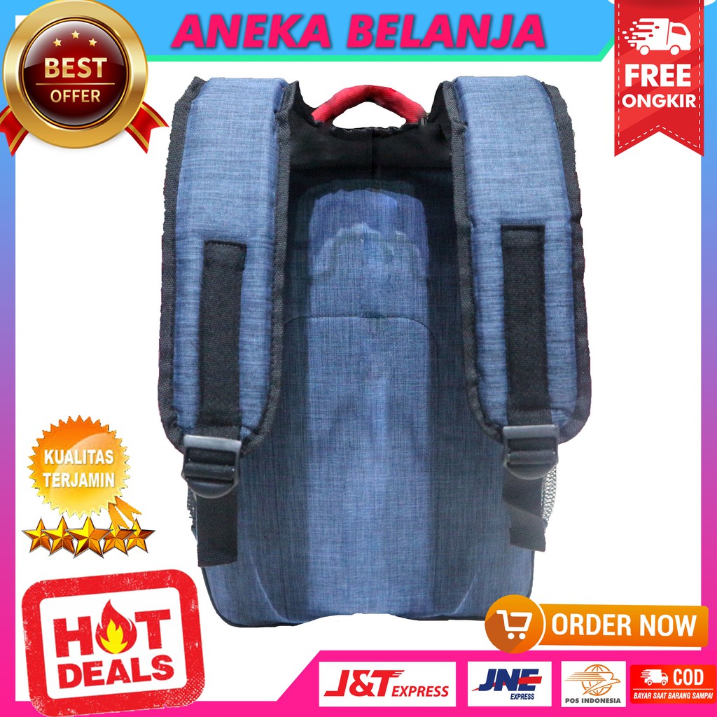 Tas Ransel Alfito Ombak Biru Merah Backpack Sekolah Kerja Kuliah Keren Berkualitas Backpack SMP SMA Cowok Cewek  Bahan Awet Tebal Harga Terlaris Termurah Berkualitas