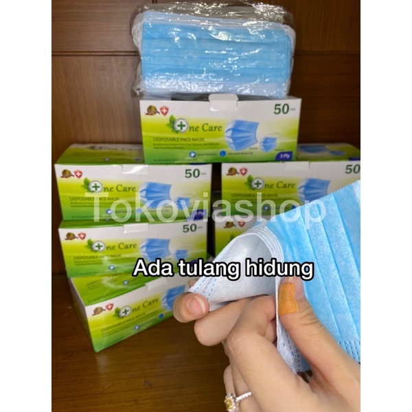 Masker 3 ply earloop Disposable face mask @50 pcs