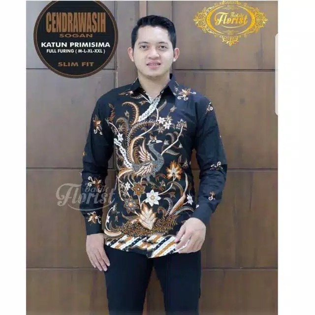 Cendrawasih Sogan Kemeja Batik Pria Lengan Panjang By Batik Florist