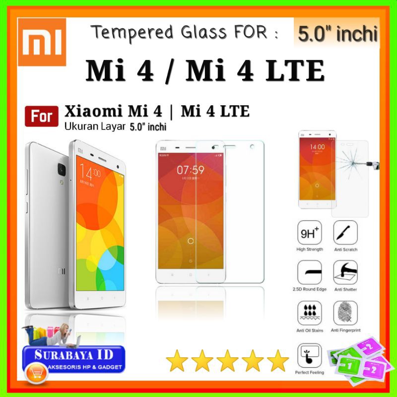 Tempered Glass Tg Xiaomi Mi 4 Mi4 Mi 4 Lte Mi4 Lte 5 0 Inchi Full Cover Shopee Indonesia
