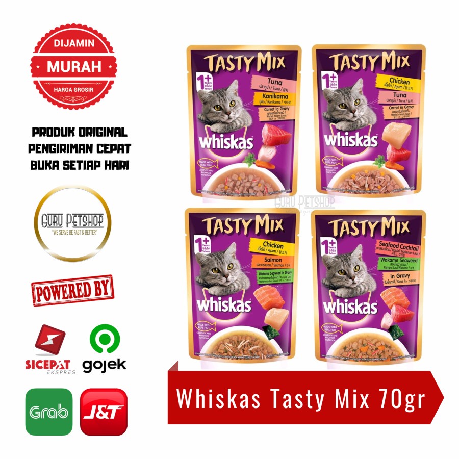 Whiskas Tasty Mix Pouch 70gr Whiskas Tasty Mix Sachet Makanan Basah