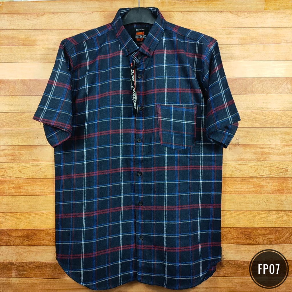 Kemeja Flanel Lengan Pendek / Kemeja Flanel Pria (FP14) Kemeja Surfing Distro