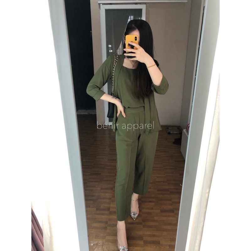 Novela set pants benir apparel-Green Army