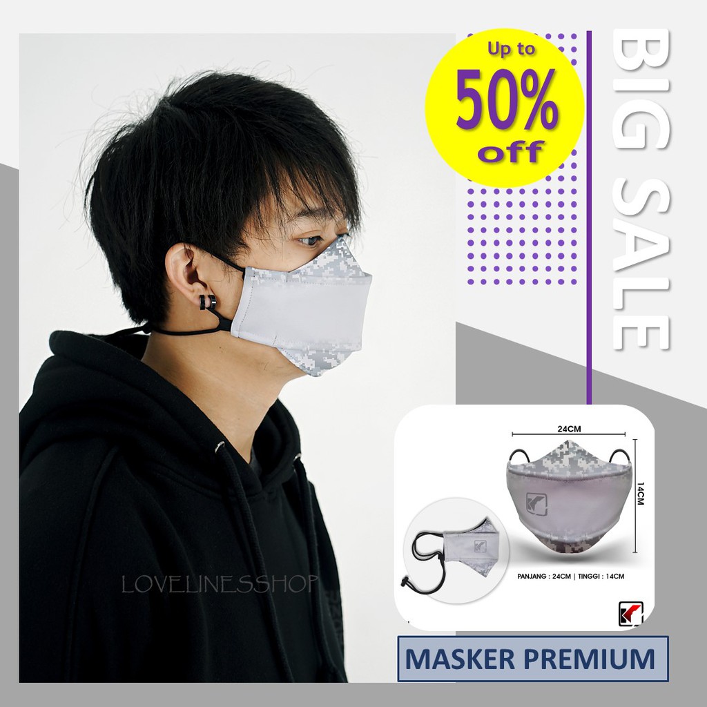 CMK-05 Masker Kain 2 Ply Premium Distro Pria Dewasa Laki laki Cowok Camo Army Tentara Keren Murah