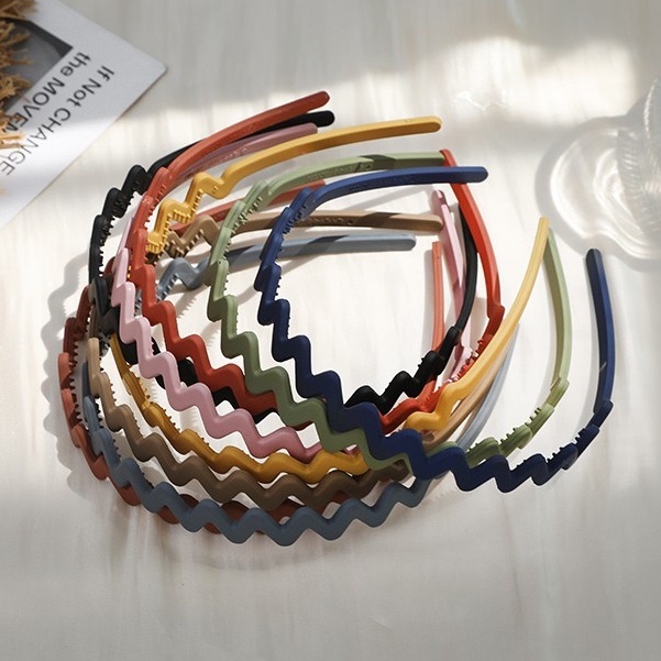 Bando rambut ulang tahun wanita cewek anak dewasa korea kekinian gelombang zig zag polos elastis estetik aesthetic lucu cute cantik