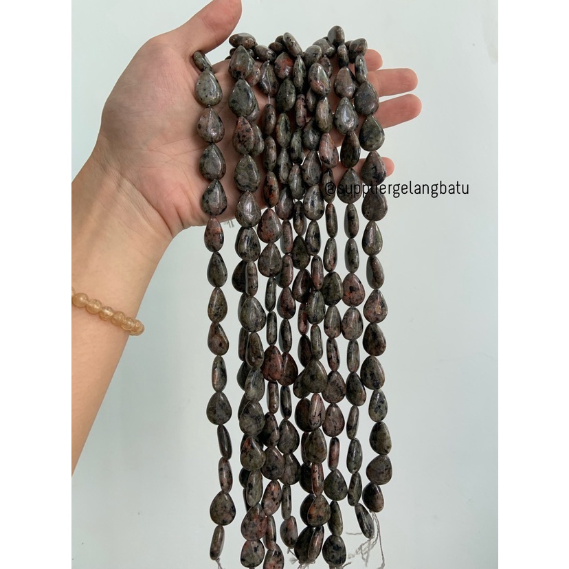 Batu alam UNAKITE tetes 20mm kilap pancawarna bahan gelang kalung akik