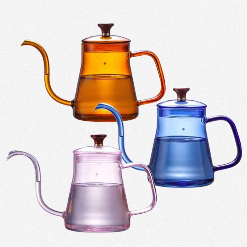 Teko Pitcher Kaca Unik Leher Angsa Teh Kopi Jus Borosilicate Glass