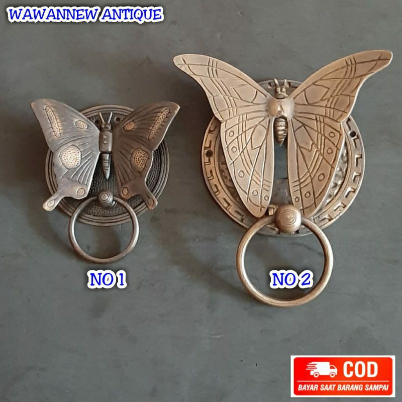 Door Knocker / Ketukan Pintu Rumah Pagar Kuningan Antik Motif Kupu-kupu