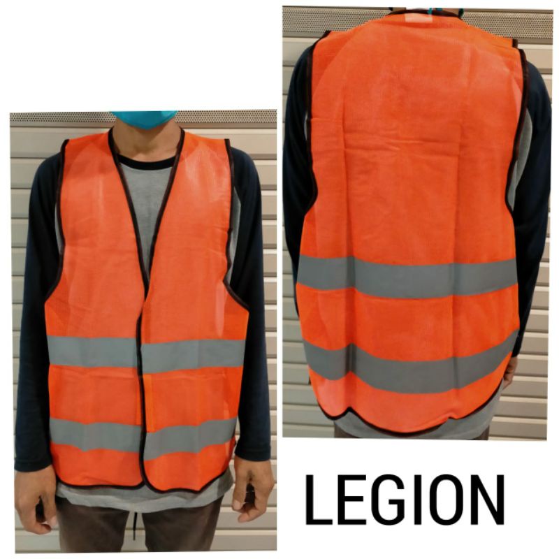 Rompi Proyek Legion Polyester 2 Garis Orange