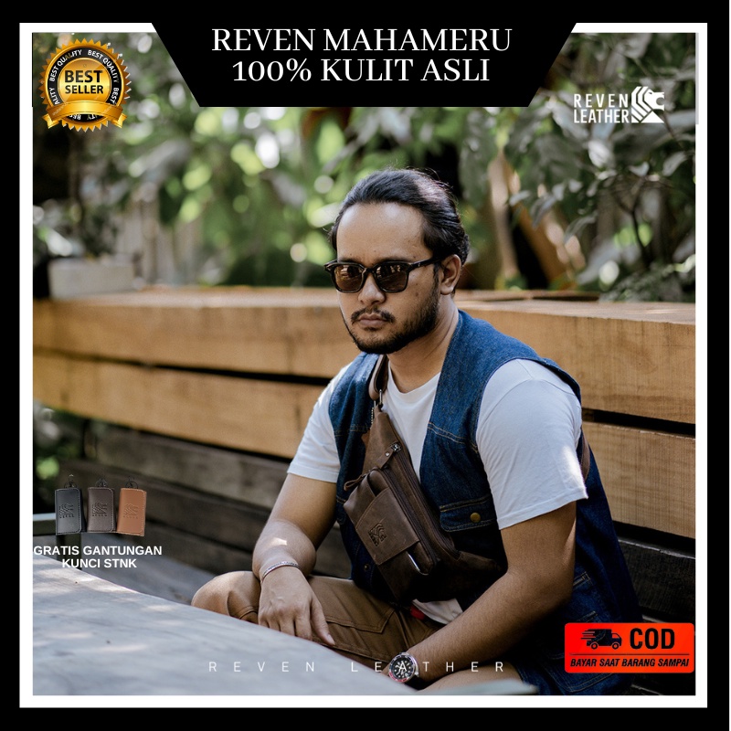 Reven Waistbag Mahameru Tas Selempang Pria Kulit Asli Original Tas Selempang Pria Distro Original An
