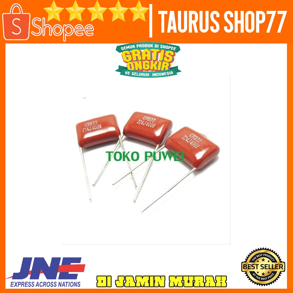 Jual Capasitor Milar Capacitor Mylar CBB 224J 400v 224 J 0.22UF 220NF ...