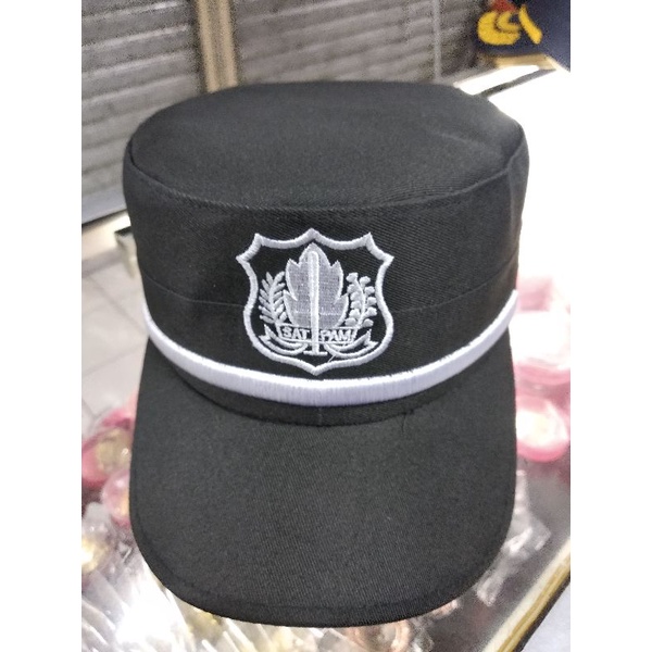 Topi komando satpam coklat,free nama