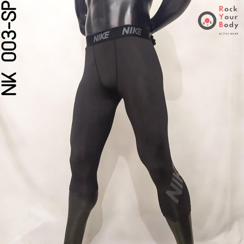 Celana Legging Olahraga Pria - Legging Procombat 7/8 Cowok Nike 003 SP Hitam Premium