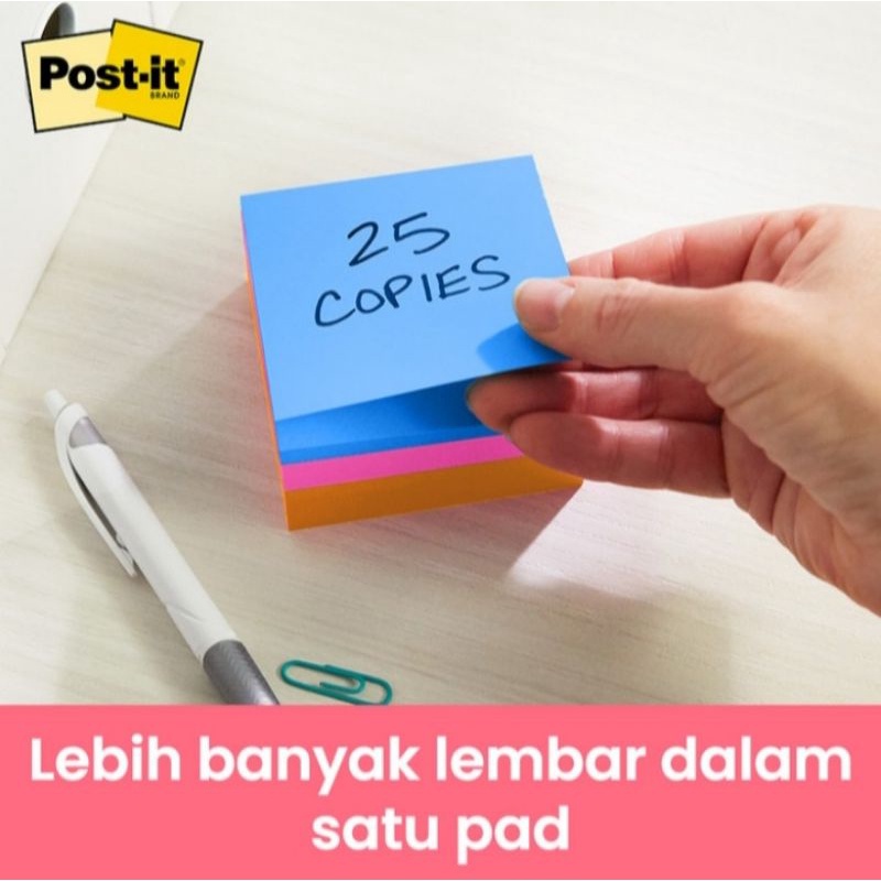 

3M post it sticky note cube neon colour collection 2053-ELT-O 3"X3" 1Pad isi 400 lembar RJ4