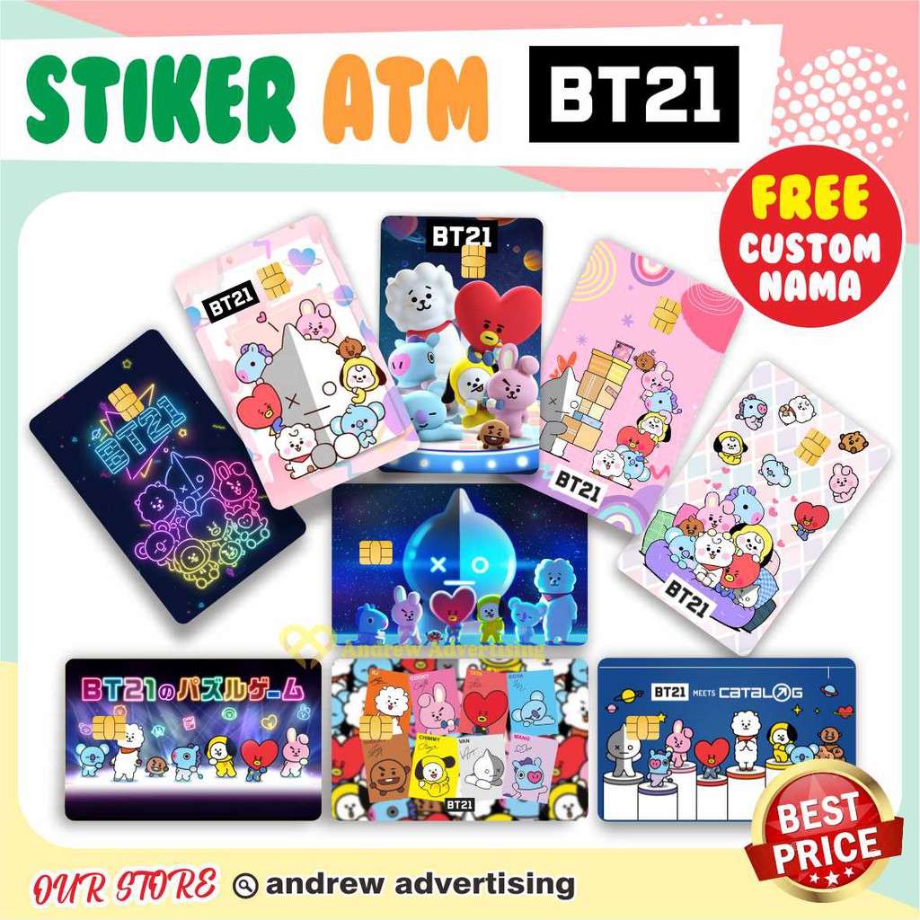 STIKER ATM BT21 | GARSKIN / STIKER KARTU ATM / SKIN KARTU ATM / DEBIT / CREDIT / EMONEY / FLAZZ