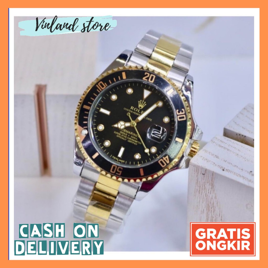 ROLEX SUBMARINE [FREE BOX] [COD] JAM TANGAN PRIA RANTAI BESI