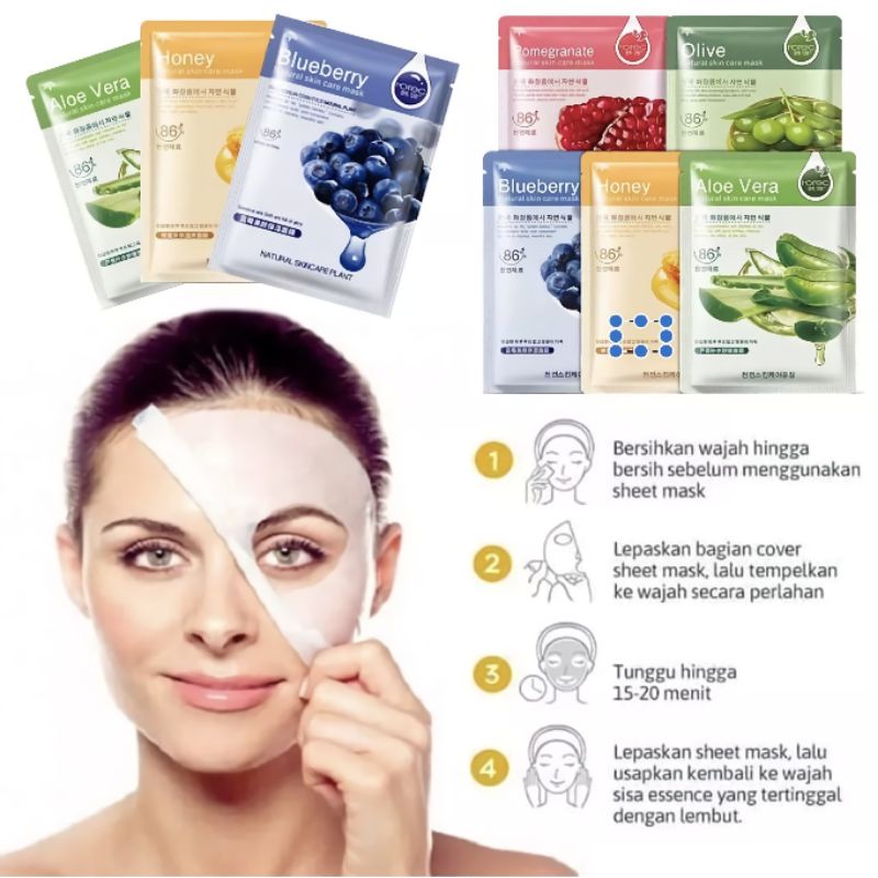 Rorec Hchana Sheet Mask Natural Skin Care Masker Wajah Hchana Kecantikan Kaya Manfaat Masker Topeng HONEY BLUEBERRY CUCUMBER  ALOE VERA OLIVE POMEGRANATE YOGURT SNail Berkualitas OYAYA KOSMETIK PEKANBARU RIAU